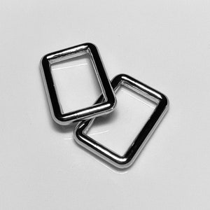 SILVER 1 Inch (25mm) Rectangle Ring Hardware for Bags - Set of 2