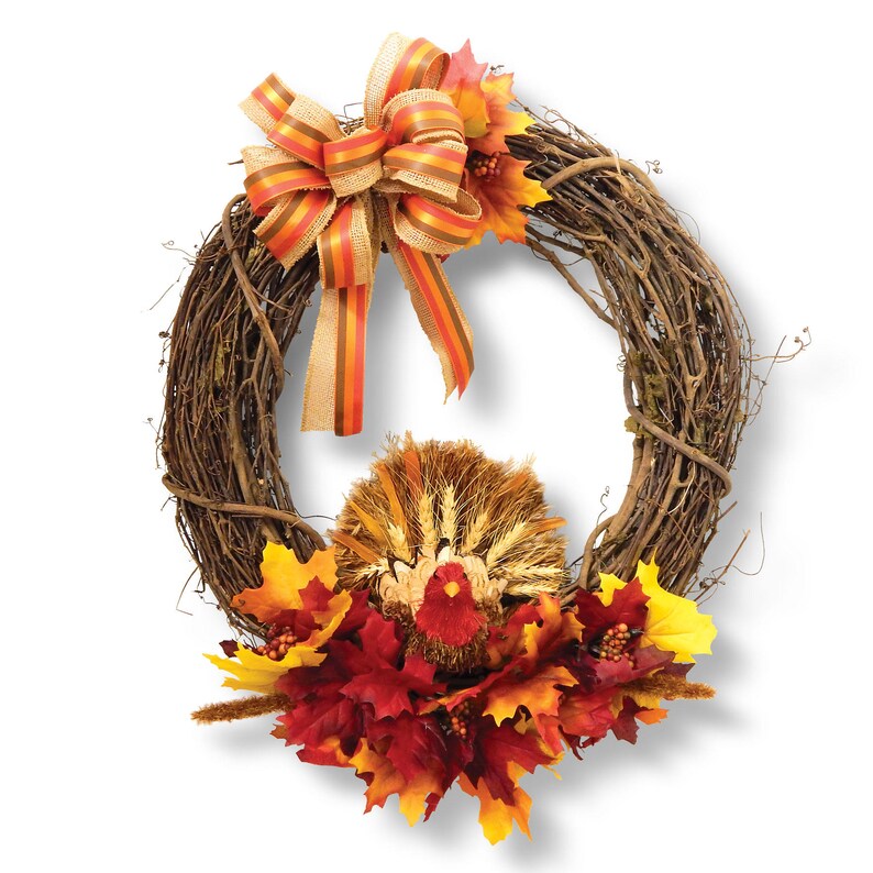 Thanksgiving Turkey Grapevine Wreath image 1