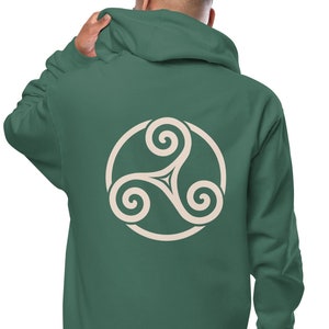 Triskelion / celtic knot/ irish hoodie/ Unisex fleece zip up hoodie