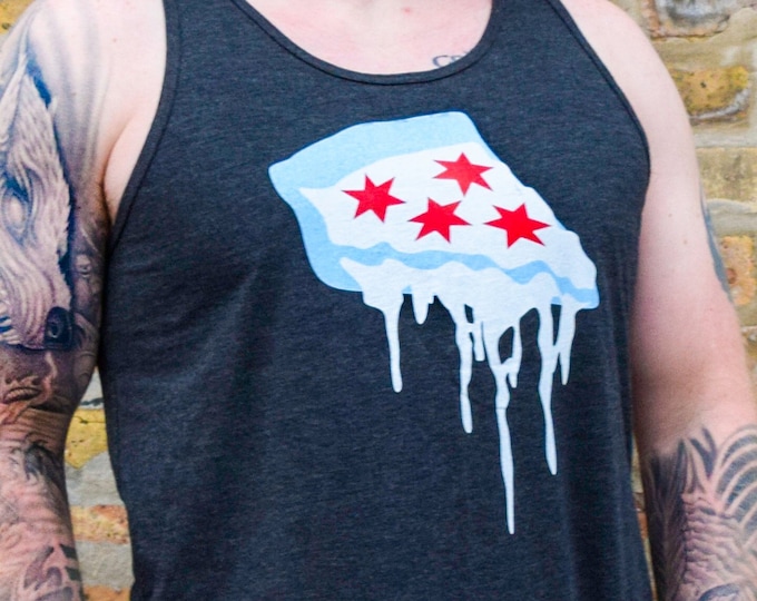 Deep Dish Pizza / Chicago Flag Tank / Men's  Tank Top