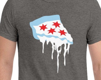 Deep Dish Chicago T-shirt / Le drapeau de Chicago comme pizza