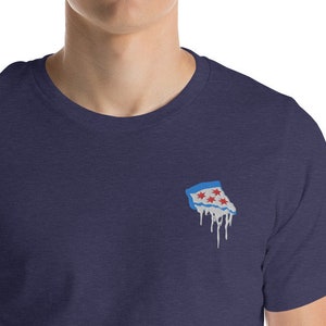 Embroidered Chicago Flag as Pizza  / Pizza Short-Sleeve Unisex T-Shirt