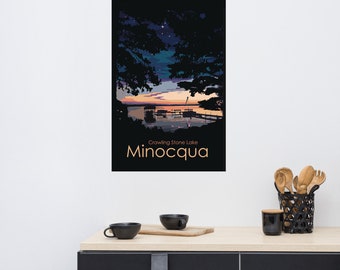 Minocqua Wisconsin Poster: Lake Sunset Art Print