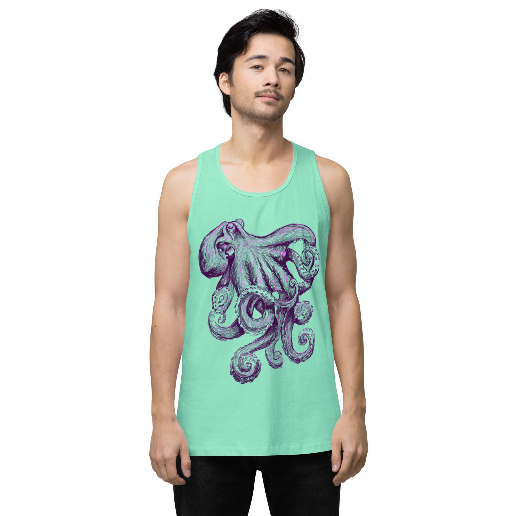 Sketchtopus Men's Cotton Tank Top, Sleeveless Octopus Art - Etsy