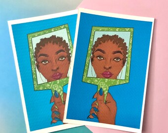 Black Girl Art Penpal Stationary Art Print Pop Art Happymail Postcard Smiley Art Postcard Afro Art Planner Dashboard |