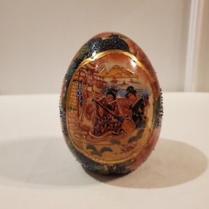 Satsuma Style Hand painted porcelain egg - Made in China