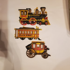 HOMCO Transportation Wall Hanging Plaques - 1975 - Train, Cable Car and Stage Coach