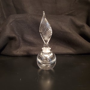 Blown Clear Glass Perfume Bottle with twisted feather stopper