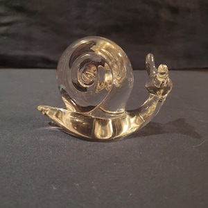 Clear Glass Snail Paperweight Art Glass