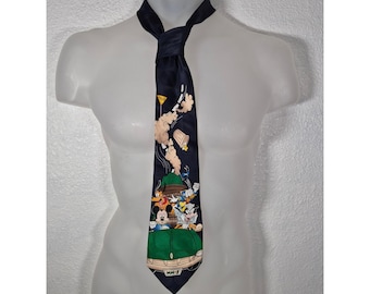 Corbata vintage de Mickey Unlimited Disney para hombre, Mickey Donald Goofy Pluto, azul marino