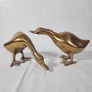 Vintage Brass Duck or Geese Figures - Lot of 2