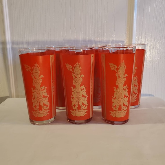 プリンセス Red and Gold Thai Goddess, Princess Highball Glasses - Set of 6 - Etsy