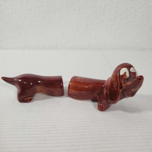 Brown Dachshund Weiner Dog Ceramic Salt & Pepper Shakers