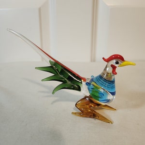 Colorful Blown Glass Pheasant