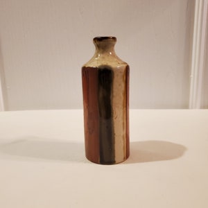 Multicolored Glazed Stoneware Bottle or Ink Bottle