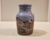 Blue Pratt Ware Potted Meat or Mustard Jar or Crock - Hunting of Wild Boar Scene