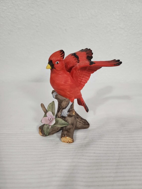 Enesco Red Cardinal Bird on Branch Figurine - Korea - Etsy
