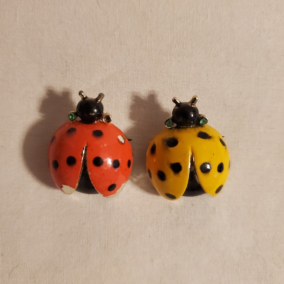 NEMO Pair of Ladybug Enamel Brooches