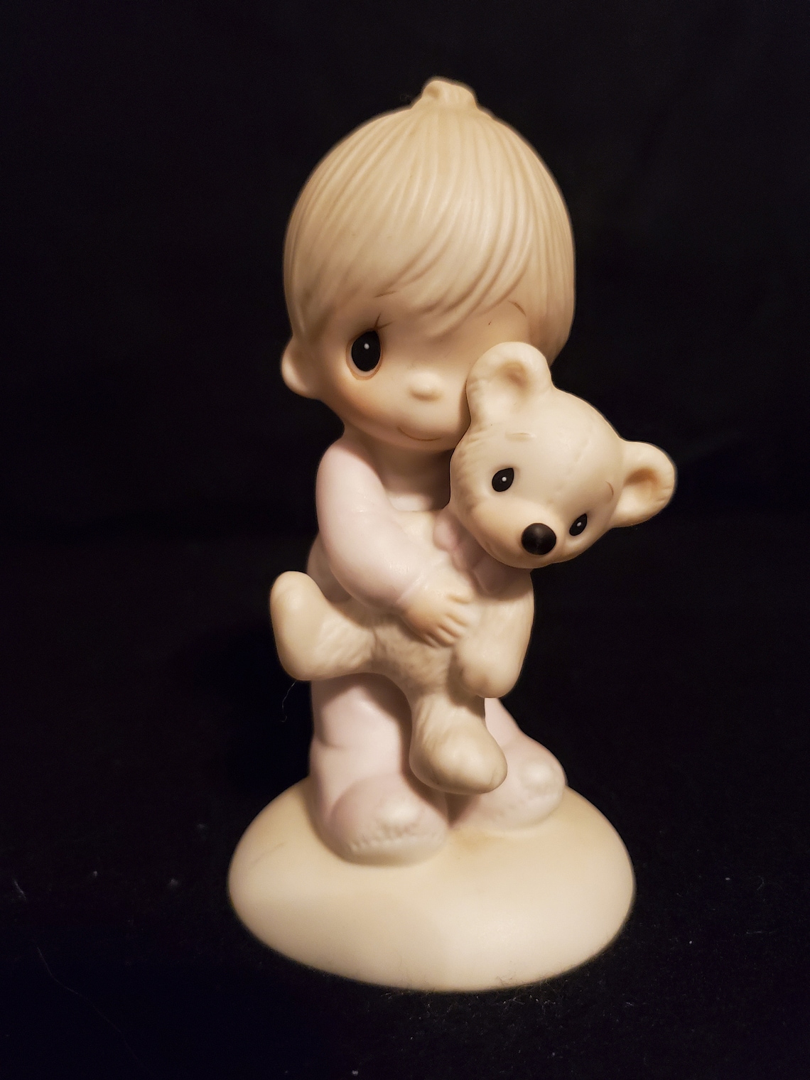 Precious Moments Figurine Jesus Loves Me Boy hugging teddy | Etsy