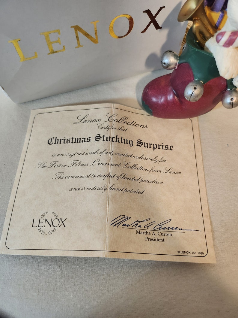 Lenox Christmas Stocking Surprise Ornament White Cat in Etsy
