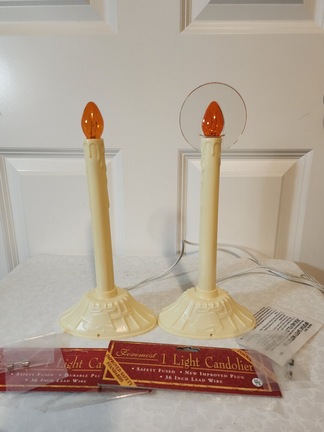 Set of 2 Single Light Candolier Candles - Indoor Christmas Candle ...