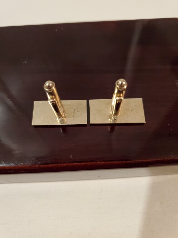 Rectangle Weave pattern Men's Cuff links - Gold t… - image 5