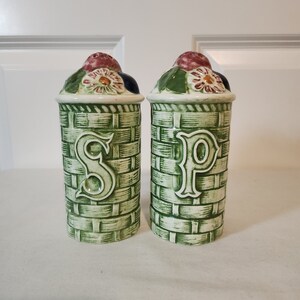 Floral Basket weave Salt and Pepper Shakers