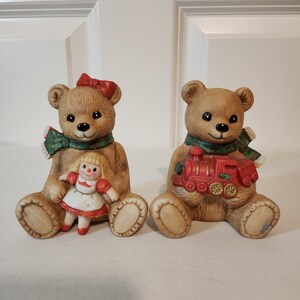 Pair of Christmas Teddy Bears Holding Toys by HOMCO - # 5560 - Taiwan