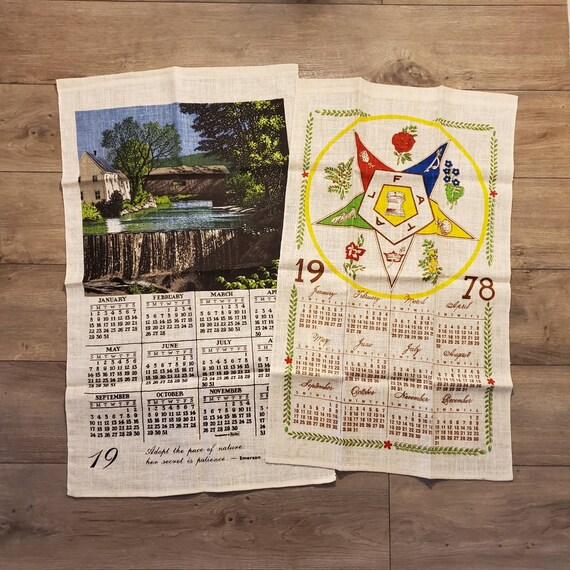 Vintage Linen Tea Towel Hanging Calendar 1978 Buyer's Choice of Order of  the Eastern Star or Covered Bridge by Kay Dee Unused - Etsy