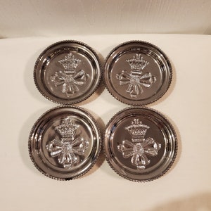 Mercury Glass Set of 4 Coasters - Crown and Bow Design