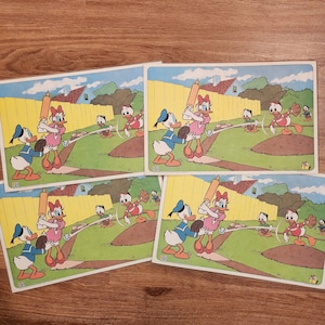 Pepsi Happy Birthday Mickey Placemat Set - Donald, Daisey and boys playing Baseball