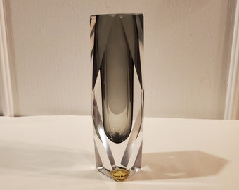 Murano Smoky Gray Glass Bud Vase - 6.5&quot; Tall by Artist Franco Moretti