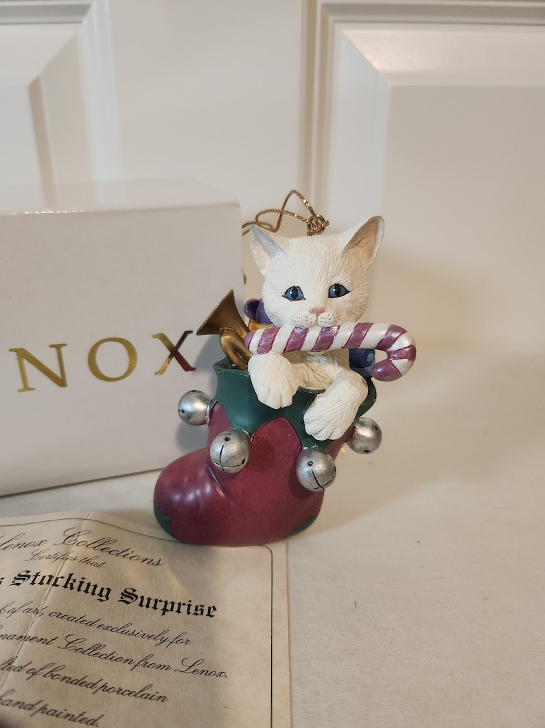 Lenox Christmas Stocking Surprise Ornament White Cat in Etsy