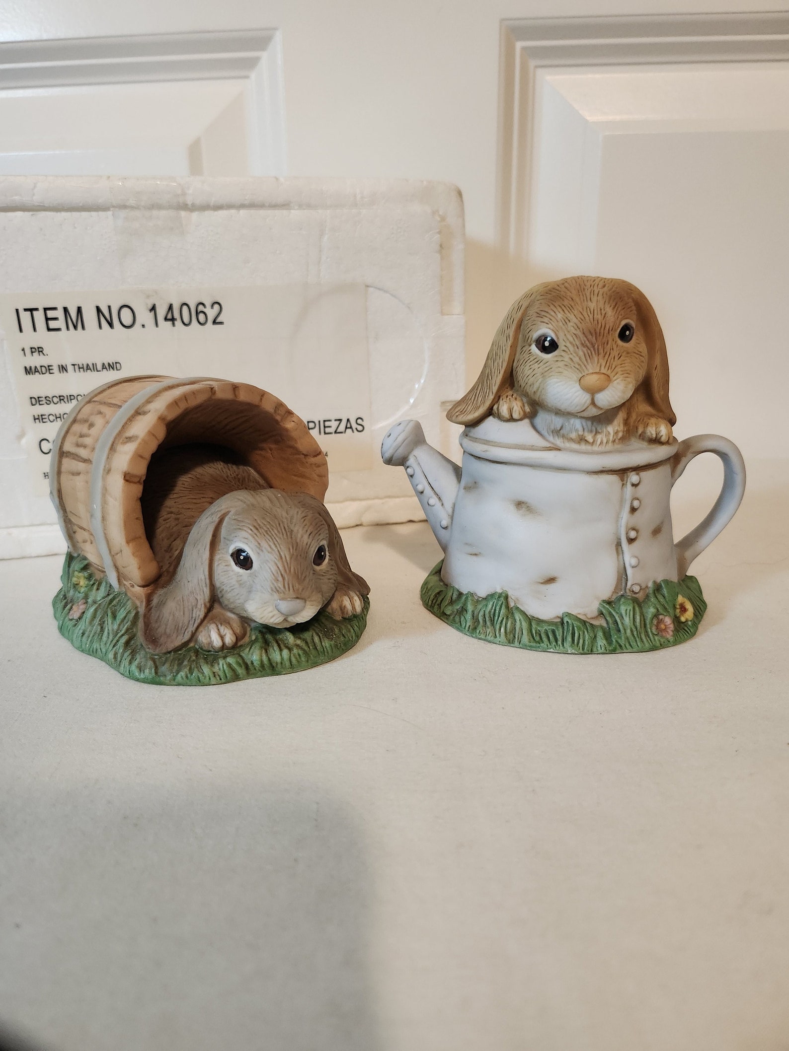 Home Interiors Porcelain Bunny Rabbit Set - 
