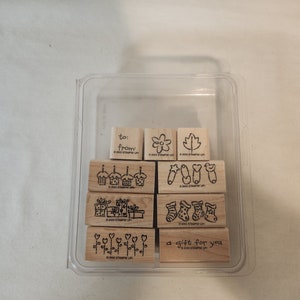 Set di timbri in gomma Stampin Up - Tag Alongs - 2003 - Etichette regalo