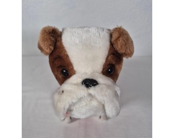 Vintage R Dakin Tuffy II Bulldog Plysch Gosedjur Röd Skjorta Brun Vit 1978