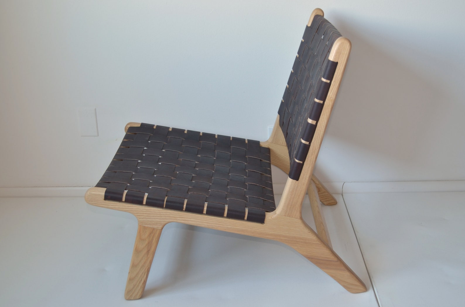 Woven Leather lounge chair Etsy