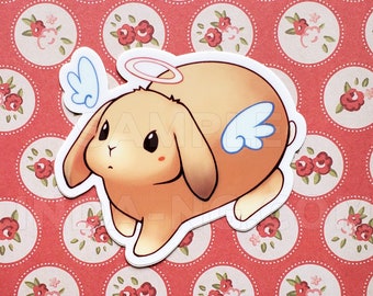 Angel bunny mini lop rabbit 3" vinyl sticker
