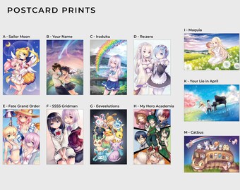 Assorted anime print, 4x6" holographic shiny postcard