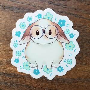 Mini Lop bunny lunettes autocollant vinyle 3" lapin