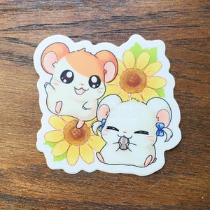 Autocollant en vinyle de 3 po. Hamsters kawaii ham ham anime tournesol