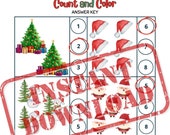 Count and Color Children’s Game- Christmas Fun Season Activity