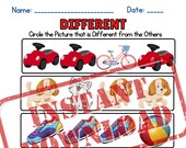 Printable Childrens Learning Game Different or Same Activity and Game, Instant Download, Letter Size Print at Home, Find the Different Item