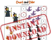 Count and Color Children's Halloween Printable