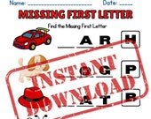 Printable Missing First Letter Children’s Learning Activity, Instant Download, Letter Size Print at Home
