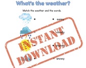 Weather Matching Childrens Game, Kids Matching Game