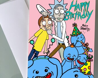 Rick and Morty Birthday Cards, Funny Birthday cards, Anime Birthday cards, Personalized Birtday cards, Anime gifts , Birthday gifts