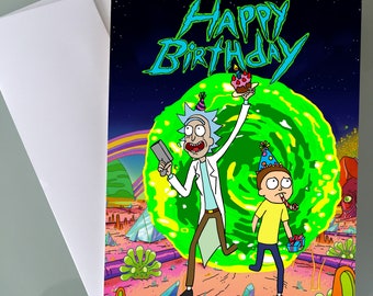 Rick and Morty Portal Birthday Cards, Funny Birthday cards, Anime Birthday cards, Personalized Birtday cards, Anime gifts , Birthday gifts