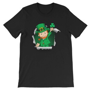 Breaking Out Leprechaun with Four Leaf Clover Shirt Short-Sleeve Unisex T-Shirt