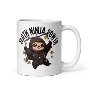 Taza Sloth Ninja Power Unleashed Blanca